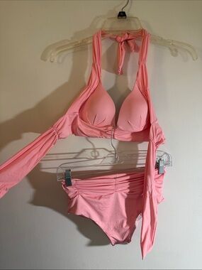 Soft Pink Halter Tie Two-Piece Bikini